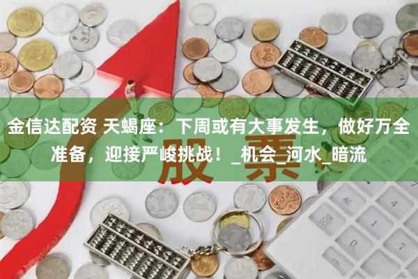 金信达配资 天蝎座：下周或有大事发生，做好万全准备，迎接严峻挑战！_机会_河水_暗流